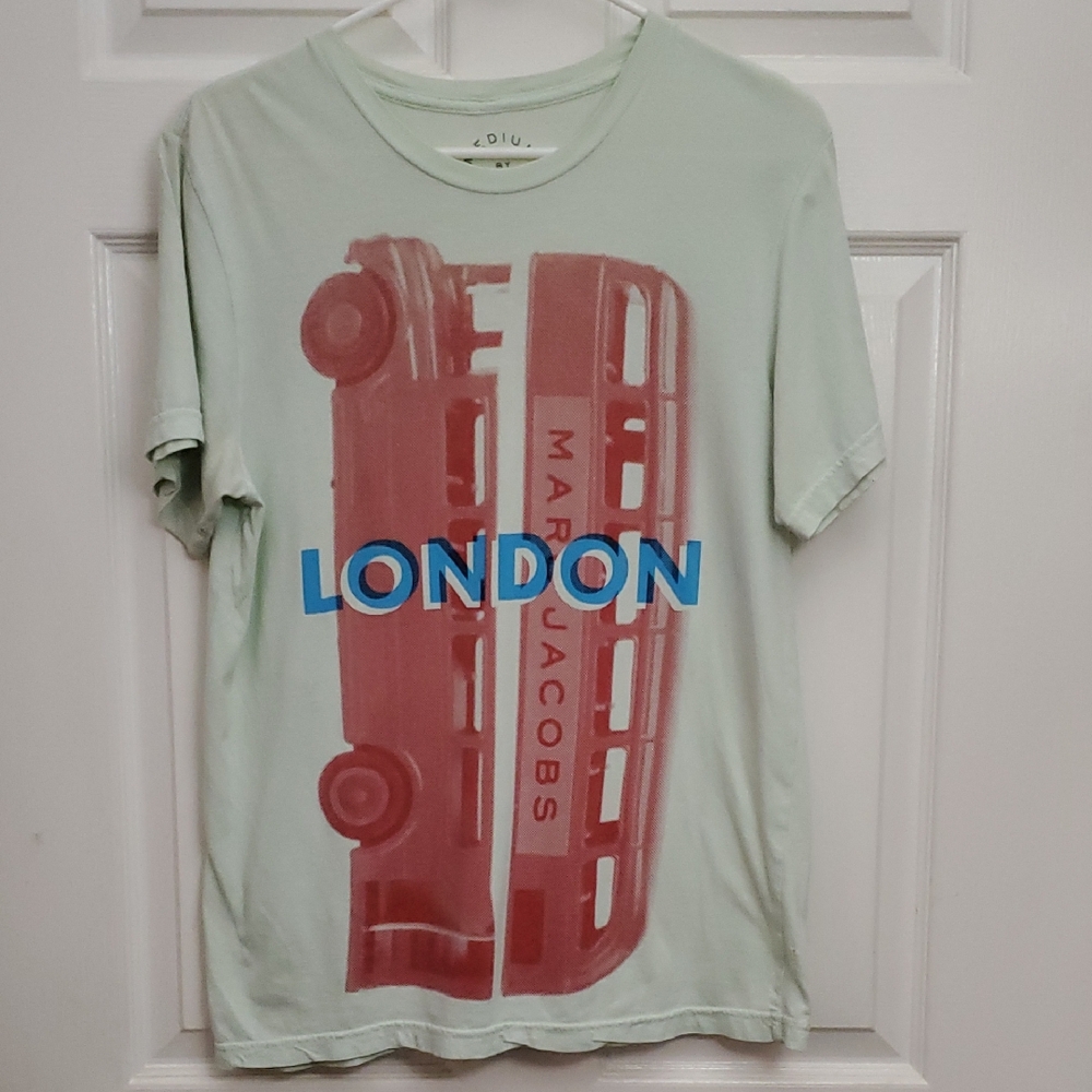 Marc Jacobs Mint T-Shirt with Red Bus Graphic